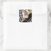 Goldleopard Quadratischer Aufkleber (Tasche)