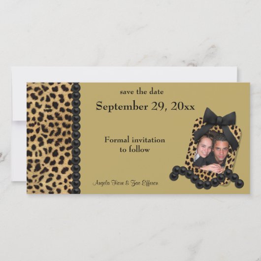 Goldleopard und Schwarze Perlen Save the Date (Vorderseite)