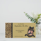 Goldleopard und Schwarze Perlen Save the Date (Stehend Vorderseite)