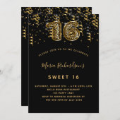 Goldleoparden Konfetti Süß 16 Einladung (Vorne/Hinten)