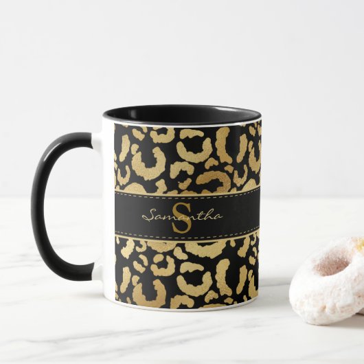 Goldleopardprint kundenspezifische Tasse (Mit Donut)