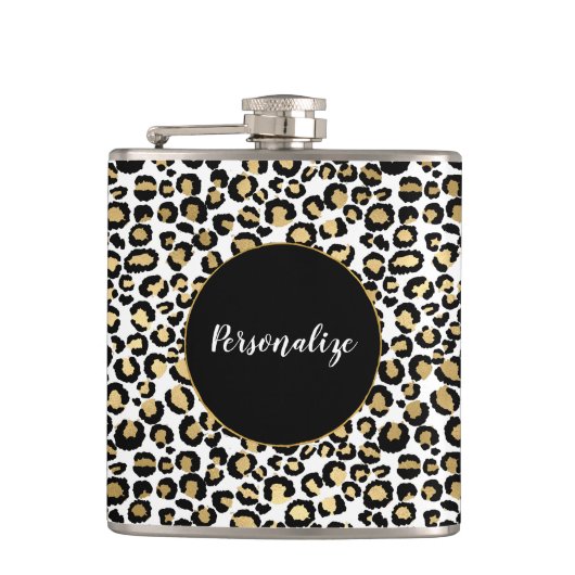 Goldleopardrucke Flachmann (Vorderseite)