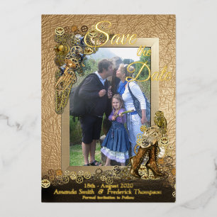 Goldlettern Steampunk auf Leder Inspiration Folieneinladung