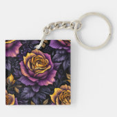 Goldliche Rose im Dunkeln Schlüsselanhänger (Rückseite)