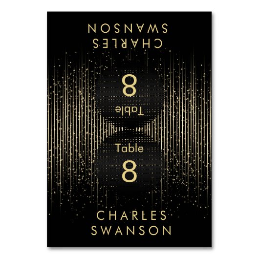 Goldlichtdusche | Platzkarten mit DIY-Text Tischnummer (Vorderseite)