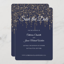 Goldlichter, Mitternachtsblau, Save the Date Einladung