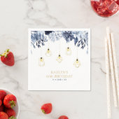 Goldlichter & Navy-Blumen Geburtstagsfeier Serviette (Beispiel)