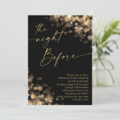 Goldlichter und Schwarze Probe Abendessen Einladung (Stehend Vorderseite)