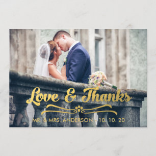 GOLDLiebe UND -DANK WEDDING %PIPE% DANKT IHNEN ZU Dankeskarte