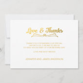 GOLDLiebe UND -DANK WEDDING %PIPE% DANKT IHNEN ZU Dankeskarte (Rückseite)