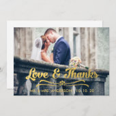 GOLDLiebe UND -DANK WEDDING %PIPE% DANKT IHNEN ZU Dankeskarte (Vorne/Hinten)