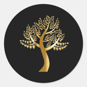 Goldliebhaberherzen auf einem Goldbaum Runder Aufkleber