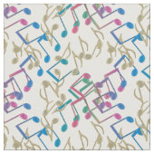 Goldlila blaues Musiknoten-Muster-Weiß-Gewebe Stoff (Nahaufnahme)