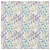 Goldlila blaues Musiknoten-Muster-Weiß-Gewebe Stoff (Muster)