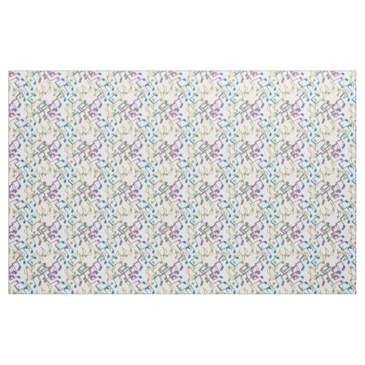 Goldlila blaues Musiknoten-Muster-Weiß-Gewebe Stoff (Fat Quarter (45,7 x 55,9 cm))