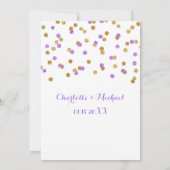 Goldlila Confetti-Verlobungs-Party Einladung (Rückseite)