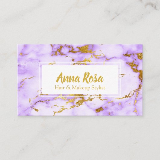 *~* Goldlila Marmorchic-Make-up populär Visitenkarte (Vorderseite)