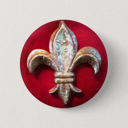 GoldLilie auf Rot Button (Vorderseite)
