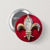 GoldLilie auf Rot Button (Vorne & Hinten)