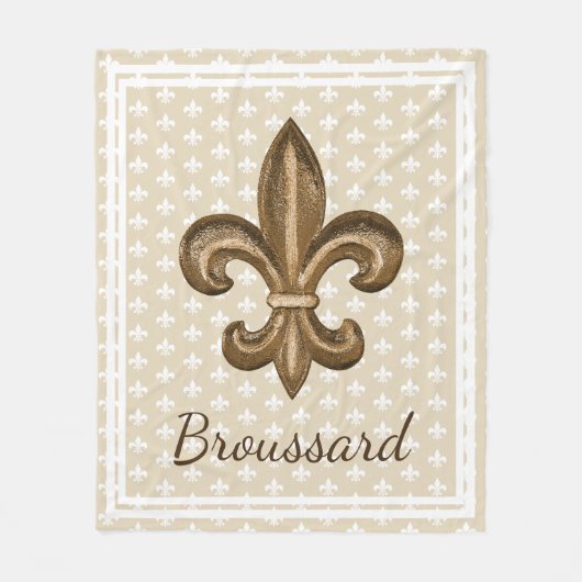 GoldLilien-Familienname Louisianas französischer Fleecedecke (Vorderseite)