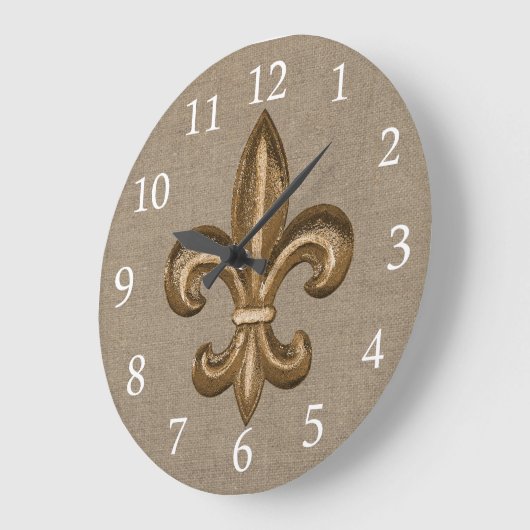 GoldLilien-Imitat-Leinwand Große Wanduhr (Winkel)