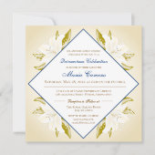Goldlilien u. Marine-Blau Quinceañera Einladung (Vorderseite)