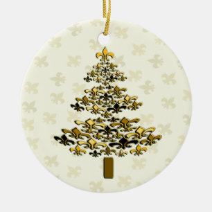 GoldLilien-Weihnachtsbaum-Verzierung Keramik Ornament