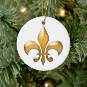 GoldLilien-Weihnachtsverzierung Keramikornament