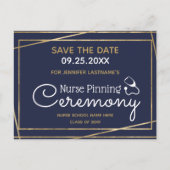 Goldlinien-Nurse-Gewinnerfest Save the Date Postkarte (Vorderseite)