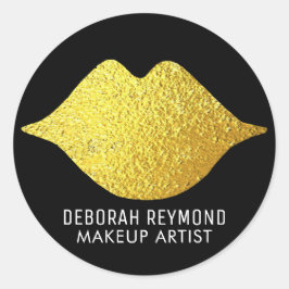 Goldlips auf schwarz für eine Schönheit der Schmin Runder Aufkleber