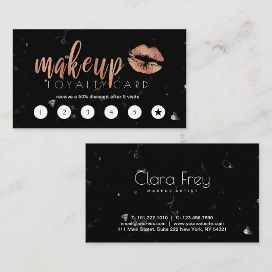 Goldlips und Marmorschminke aus der Rose Treuekarte (Vorne/Hinten)