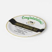 Goldlorbeer-Doktorgrad PhD-Abschluss-Party Pappteller (Schrägansicht)