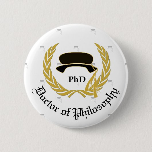 GoldlorbeerWreath Tam PhD Doktor Graduation Button (Vorderseite)
