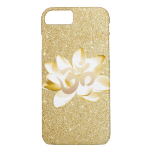 Goldlotos-u. Yoga-OM-Symbol-GoldGlitzer Case-Mate iPhone Hülle