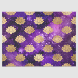 Goldlotus auf der Lila Galaxie-Decoupage Seidenpapier