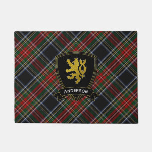 Goldlöwezügelloses Tartan-Muster Fußmatte