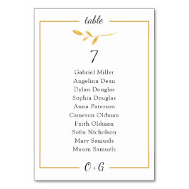 Goldluftiger Zweig. Klassische Hochzeitstabelle Tischnummer