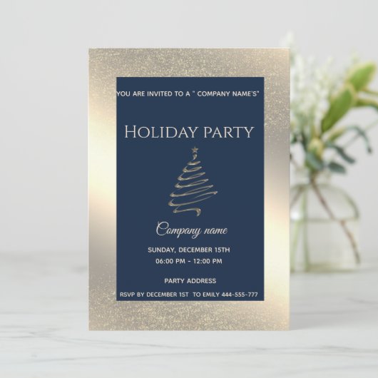 Goldluxuriöse Schneeflocken - Weihnachtsfest im Un Einladung (Stehend Vorderseite)