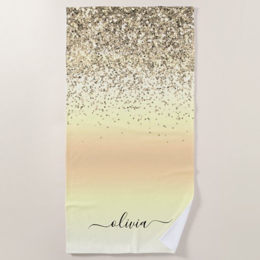 Goldluxus Glitzer Sparkle Monogram Strandtuch (Vorderseite)