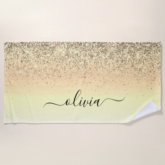 Goldluxus Glitzer Sparkle Monogram Strandtuch (Vorderseite)