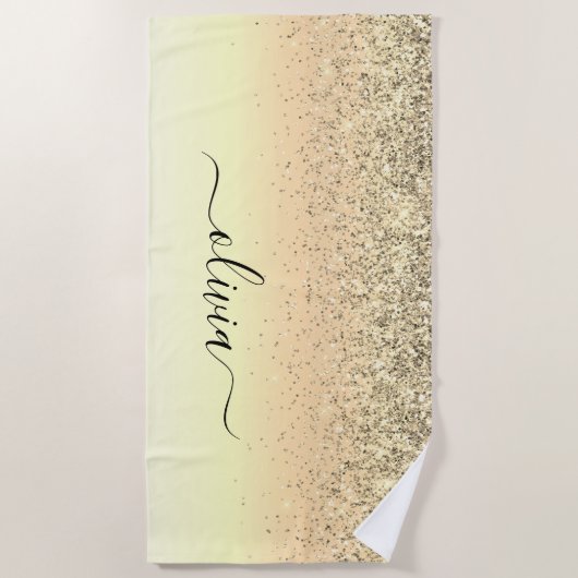 Goldluxus Glitzer Sparkle Monogram Strandtuch (Vorderseite)