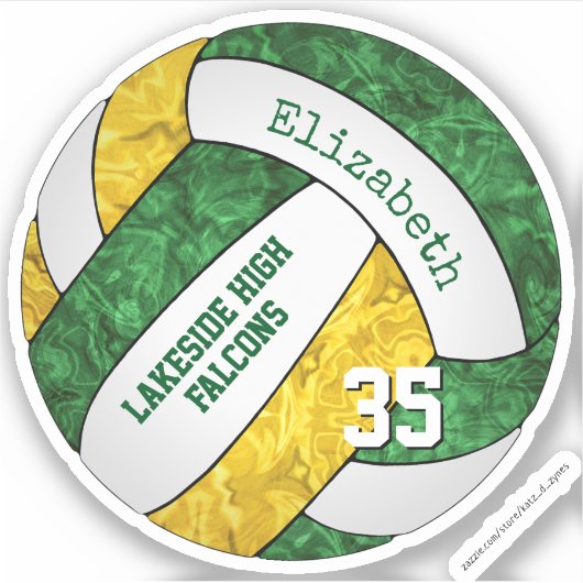 Goldmädchen Volleyball mit Maskottchen Aufkleber (Vorderseite)