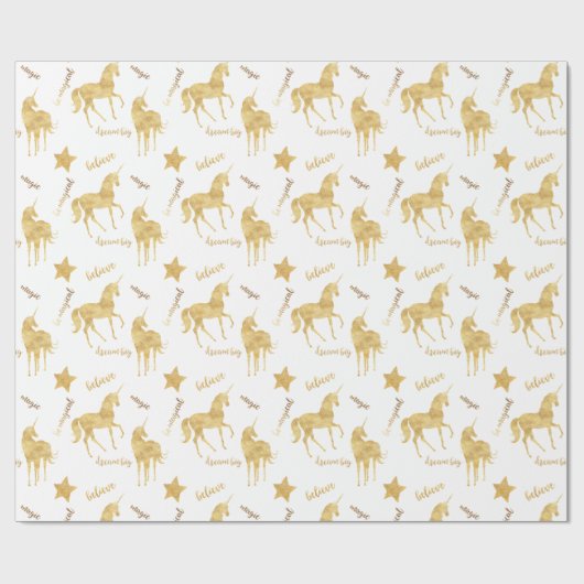 Goldmagisches Einhorn Geschenkpapier (Flach)