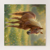Goldmähnenpferd Wildblumenwiese Puzzle (Horizontal)