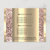 Goldmakeup Beauty Salon Rose Haar Nägel Glitzer Flyer (Hinten)