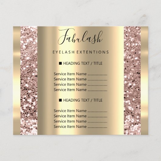 Goldmakeup Beauty Salon Rose Haar Nägel Glitzer Flyer (Vorne)