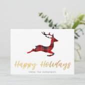 Goldmalerei Buffalo Kariert Hirschweifen Feiertagskarte (Stehend Vorderseite)