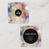 Goldmandala-Neuralgrube Wasserfarbe modern mit Mon Quadratische Visitenkarte (Vorne/Hinten)