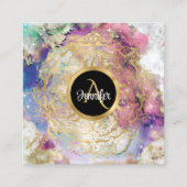 Goldmandala-Neuralgrube Wasserfarbe modern mit Mon Quadratische Visitenkarte (Vorderseite)