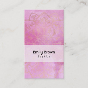 GoldMandala über strukturiertem tiefrosa Aquarell Visitenkarte